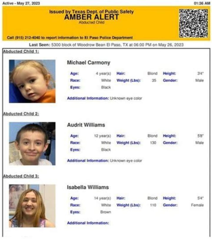 Amber Alert in El Paso: Woman is a suspect as 4 children believed to be kidnapped in Texas