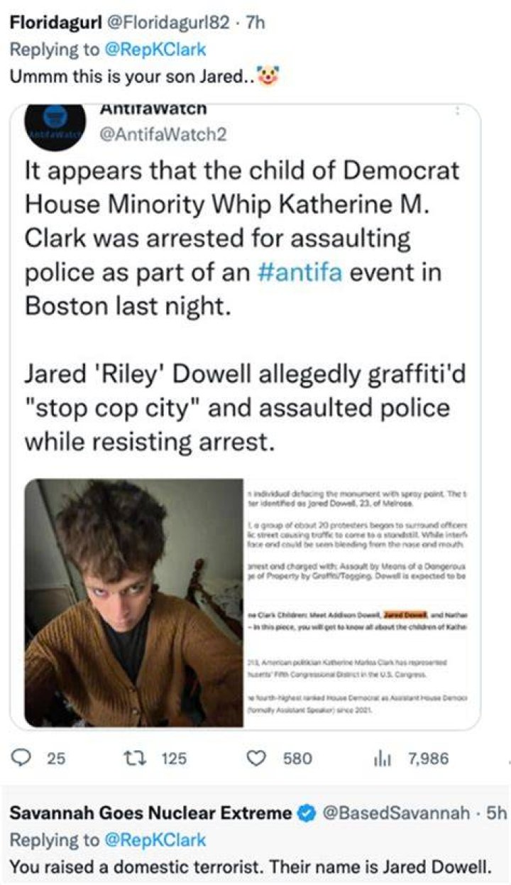Who is Jared Riley Dowell? Katherine Clark’s son arrested on assault and vandalism charge